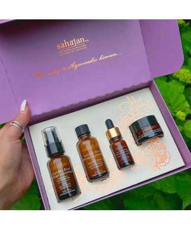 Sahajan Discovery Gift Set - Ayurvedic Facial Care for Women | Essential Cleansing Oil Balance Toner Radiance Serum & Nourish Creme Riche - International Shipping Available - Buy Online on GoSupps.com