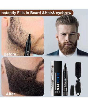 Men's Beard Pencil Filler - Waterproof Dark Brown Beard Pen and Brush - Natural Long-Lasting Coverage Mustache Kit for Styling and Thickening Facial Hair - Buy Online on GoSupps.com