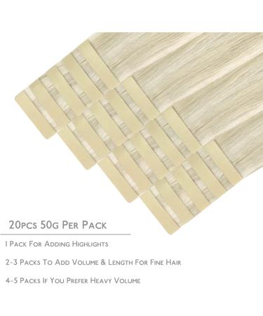 WENNALIFE 16 Tape in Human Hair Extensions - Ash Blonde & Platinum Blonde Highlighted Remy Hair - 50g - 20pcs - Buy Online on GoSupps.com