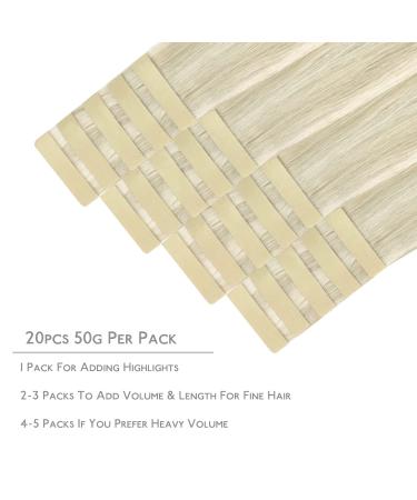 Salife Extensions Real Hair - 20PCs 50g 55cm 22 inch Ashblond & Platinblond Remy Invisible Tape Extensions - Seamless Skin Weft - Buy Online on GoSupps.com
