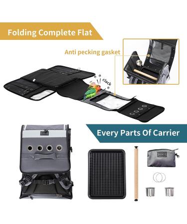 Large Grey Cockatiel Bird Carrier with Shade Cover, Standing Perch, Feeder Bowls & Ventilation - Travel Cage with Adjustable Height - Buy Online on GoSupps.com