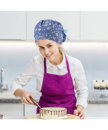 Adjustable Bouffant Cap with Button - 6 Pieces (Floral Print) | Women's Ponytail Hat - Buy Online on GoSupps.com