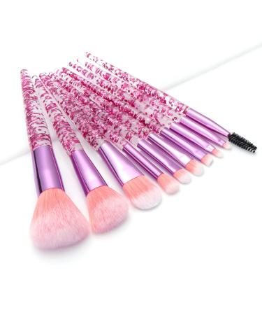 Glitter Eye & Lip Brushes Set - Crystal Bling Makeup Brushes for Face & Eyeshadow - Cute Pink One Size - Buy Online on GoSupps.com