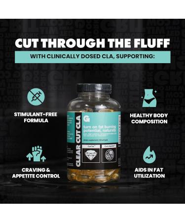 Gains in Bulk Clear Cut CLA Pure Conjugated Linoleic Acid Supplements for Men & Women to Support Body Composition & Fitness Goals Gluten Free Vegan Non GMO 1000 MG per Capsule 30 Servings - Buy Online on GoSupps.com