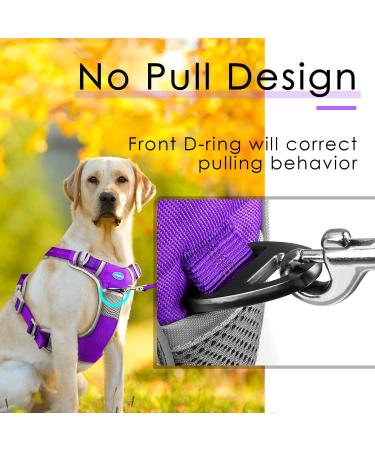 Thinkpet Anti Zug Dog Harness - Adjustable No-Choke Dog Harness with Handle Reflective & Breathable Size L (Purple) - 1 Pack for Easy Control - Buy Online on GoSupps.com