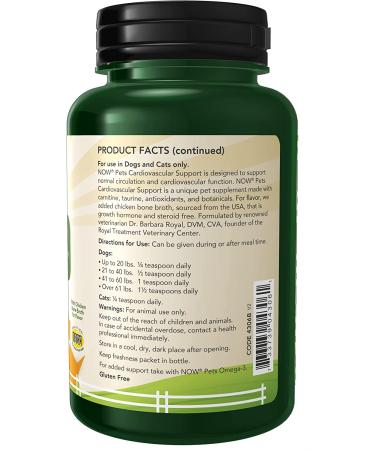 Now Foods Pets Cardiovascular Support for Dogs & Cats - 4.5 oz | Enhance Pet Health - Buy Online on GoSupps.com