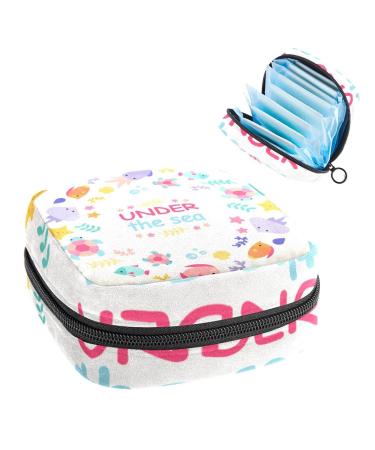 Women's bonds Storage bags Stillpad holder under the sea sea creatures Collection portable period kit pocket feminine product bag for women girls color2