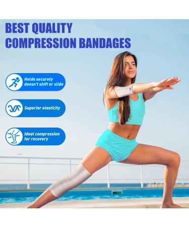 2 Pack Cotton Elastic Bandages 4'' x 15' - Premium Latex-Free Reusable Wraps for Foot Wrist Ankle & Knee Support - Buy Online on GoSupps.com