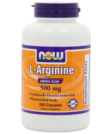 NOW L-Arginine 500 mg,250 Veg Capsules (packaging may vary