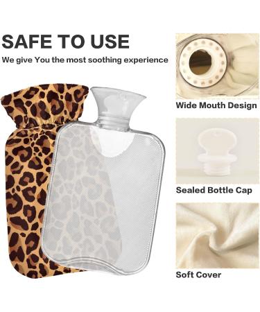 Leopard Print Hot Water Bottle 2L - BPA Free Large Cover for Pain Relief & Hot/Cold Compress - Buy Online on GoSupps.com