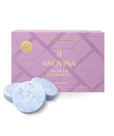 Anovina 6XL Lavender Shower Steamers Gift Box - Made in USA - Relaxation Gifts for Women and Men - Shower Bomb for Night Time Shower Melts Shower Steamers Aromatherapy