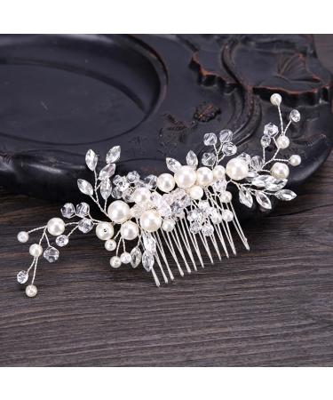 Bridal Flower Side Hair Clips Pearl Flower Hair Piece Wedding Hair Accessories for Brides Bridesmaid Girls Women