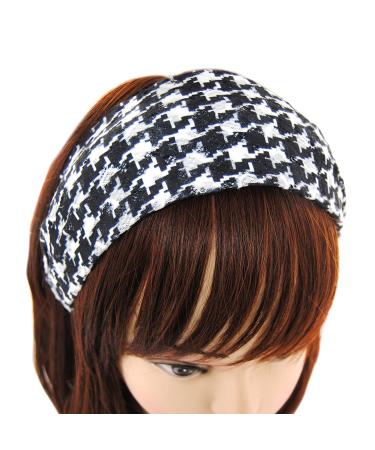 axy Wide headband with houndstooth pattern - Beautiful headband hair accessory headband HR26 (black-white)