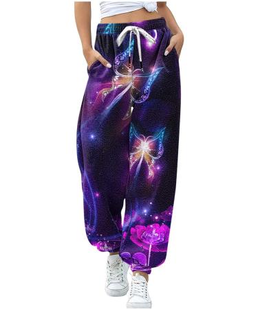 Womens Comfy Gym Sports Joggers Sweatpant Loose Elasticated Trouser Causal Athletic Workout Track Sweat Jog Pants Jogging Bottoms Lounge Wear XXL 310-djufh-purple-a - Buy Online on GoSupps.com