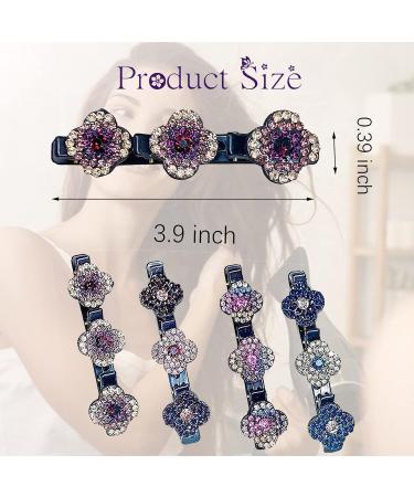 XINCHEN Crystal Flower Hummingbird Hair Clip 4 Pieces Hummingbird Hair Clip with Crystal Flower Fashion Double Layer Mini Hair Clips Sparkling Crystal Stone Braided for Women - Buy Online on GoSupps.com