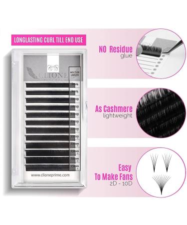 CLIONE PRIME 0.03 D Curl Eyelash Extensions 8-15mm Mixed Length - Mega Volume & Classic Lashes - Professional Pesta Pelo a Pelo - Buy Online on GoSupps.com