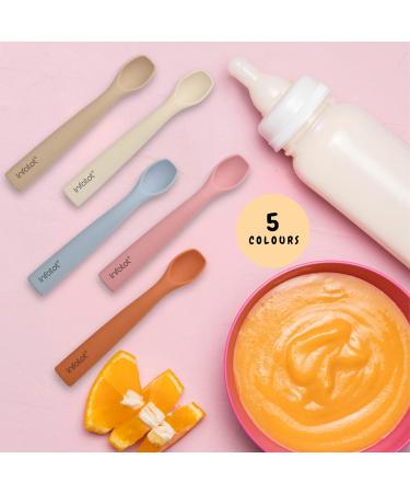 Infatot Silicone Baby Weaning Spoons Set - Perfectly Sized Cutlery for 4 Months+ - Baby Feeding Spoons for Infant Self Feeding - Plum - Buy Online on GoSupps.com