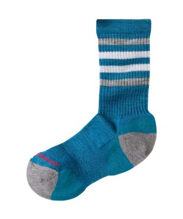 Smartwool Kids Striped Hike Light Crew Socks 34-37 glacier blue