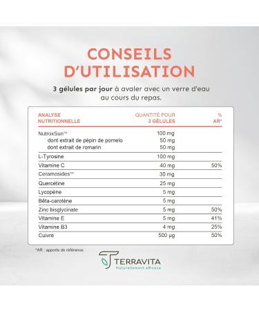SOLAR COMPLEX | Nutroxun + Ceramosides + Lycopene + Copper | Express Tan Accelerator | Complete Self-Tanning Formula | All Skin Types | 90 Vegan Capsules | Made in France | Terravita - Buy Online on GoSupps.com