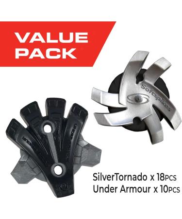18 Count Black (001)/Silver SOFTSPIKES Ua/Silver Tornado Fast Twist 3.0 Clamshell Cleats - Premium Golf Shoe Spikes - Buy Online on GoSupps.com