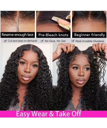 Deep Curly Wear And Go Glueless Wig Human Hair Pre Cut Lace for Beginners 180 Density 5X5 Closure Glueless Lace Human Hair Wig For Black Women Brazilian Lace Front Wigs Human Hair Pre Plucked 24 Inch 24 Inch Deep Curly 5X5 Glueless Wig - Buy Online on GoSupps.com