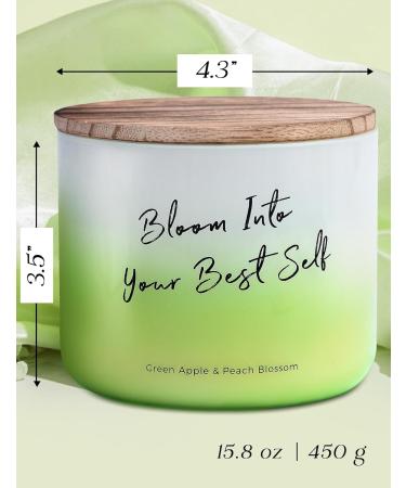 Buy Green Apple Peach Blossom 3 Wick Scented Candle | Aromatherapy Stress Relief | Natural Soy Candle for Home | 15.8 oz Large Size - Buy Online on GoSupps.com