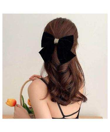 Cimenexe Bohemian Ribbon Bow Hair Clips Black Velvet Bow Hair Clip Big Velvet Ribbon Bow Tie Hair Clip Barrettes Retro Black Satin Bow Hair Clip Bow Winter Decorative Hair Accessories for Women