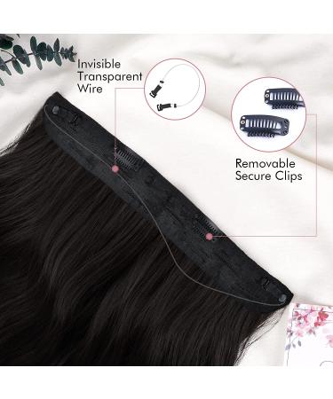 REECHO Invisible Wire Hair Extensions 20 Inch- Chestnut Brown with Blonde Highlights | Adjustable Size, Removable Clips, Curly Wavy Secret Hairpiece for Women - Buy Online on GoSupps.com