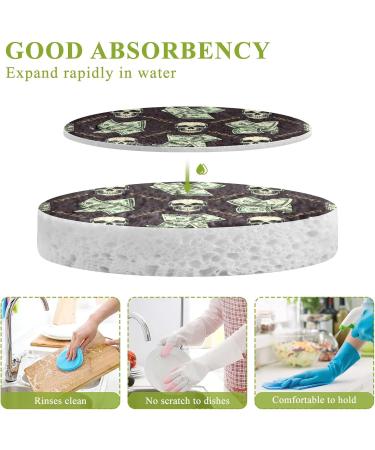 3-Pack Cleaning Kitchen Sponges Oval Money Skull Chain Kitchen Cellulose Dishwashing Wood Pulp Cotton - Buy Online on GoSupps.com