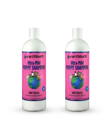 earthbath Ultra-Mild Wild Cherry Puppy Shampoo - Tearless & Extra Gentle, Aloe Vera, Vitamin E - Leave Your Pup Smelling and Feeling Better Than Ever - 16 fl. oz, Pack of 2
