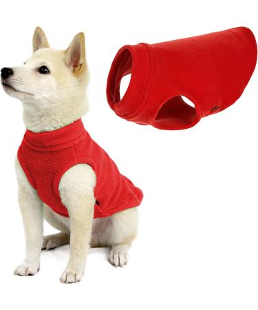 Gooby Stretch Fleece Vest Dog Sweater - Warm Pullover Fleece Dog Jacket - Winter Dog Clothes for Small Dogs Boy - Dog Sweaters for Small Dogs to Dog Sweaters for Large Dogs for Indoor and Outdoor Use Red Medium Length (11.5")