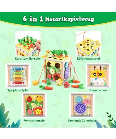 Zooyaue 6-in-1 Wooden Motor Activity Cube - Montessori Toy for Babies 3+ | Engaging Activity Center & Developmental Wooden Toys - Buy Online on GoSupps.com