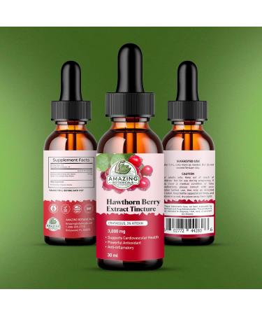 Amazing Botanicals Hawthorn Berry Extract Tincture - 100mg per Serving - Organic Immune Support & Wellness Supplement | 30ml/1oz - Buy Online on GoSupps.com