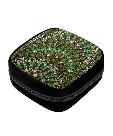 GIAPB Period Bag Sanitary Napkin Storage Bag Pad Holder for Period Makeup Pouch Green Bohemia Style Color4804