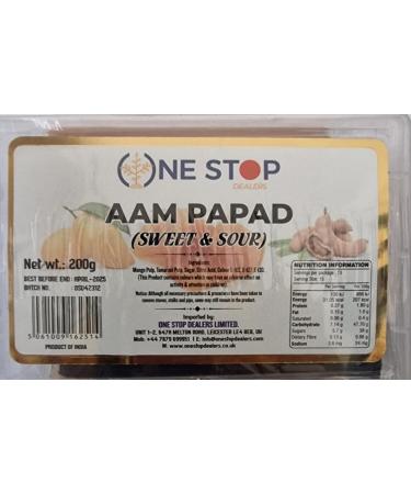 One Stop Dealers Aam Papad Mangobar Sweet & Sour Flavour 200Gram - Masala Special mango Slices - Natural Fruit Dried Spiced Candy (Pack of 1)