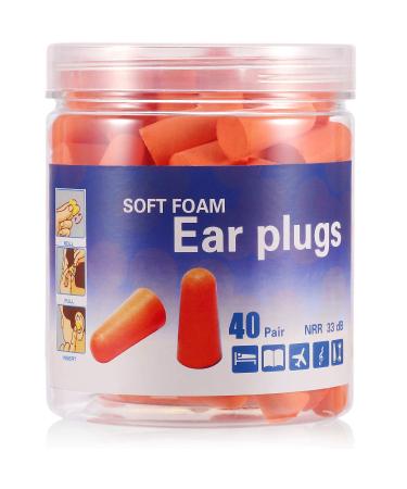 Medicook Soft Foam Sleeping Ear Plugs 40 Pairs NRR 33 Decibels Noise Cancelling Ear Plugs Sound Blocking Traveling Flying Working and Studying 40 Pack