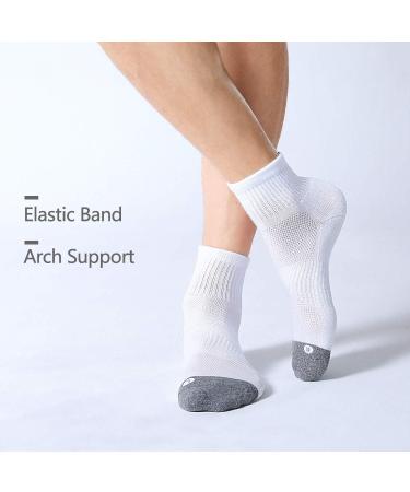 FITRELL 6 Pack Men's Athletic Ankle Socks Cushioned Sports Running Socks - White, Size 9-12 - Buy Online on GoSupps.com