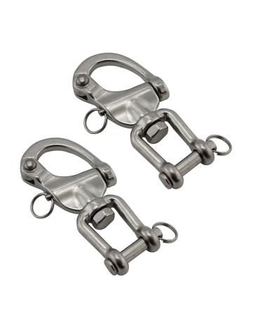NRC&XRC Pair Jaw Swivel Snap Shackle 316 Stainless Steel for Sailboat Spinnaker Halyard &Diving 2-3/4"