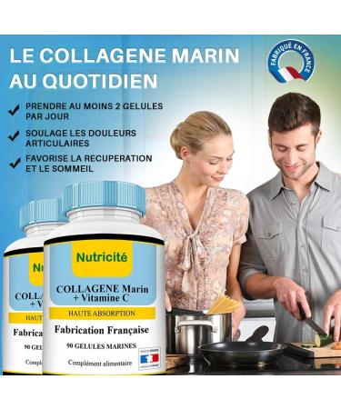 Collag ne Marin + Vitamine C - 90 G lules - Hydratation clat & Anti- ge - Renforce Peau Articulations & Cheveux - Fabriqu en France Naturel - Buy Online on GoSupps.com
