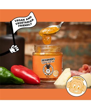 Tropical Chilli Jam by Jackanapes 190g - Medium Heat Vegan Jam with Mango, Pineapple, Papaya - Made in UK - Buy Online on GoSupps.com