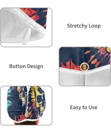 Tie Dye Spiral Skull Hair Towel 2 Pack | Super Absorbent Quick Dry Hair Turbans for Women & Girls - Buy Online on GoSupps.com