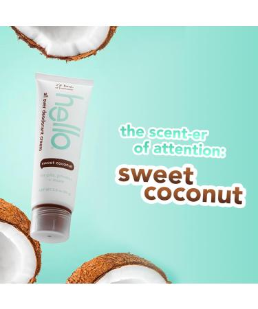 hello All Over Sweet Coconut Deodorant Cream Aluminum Free Deodorant Cream for Pits Privates + More Offers 72 Hours of Freshness Safe for Sensitive Skin Vegan 1 Pack 3 Oz Tube Sweet Coconut 3 Ounce (Pack of 1) - Buy Online on GoSupps.com