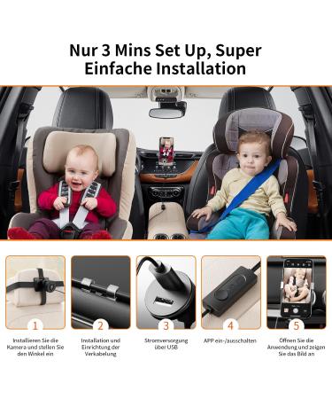 Ashfly 360 Baby Autospiegel - 1080p Car Mirror Camera with Night Vision & Wide Angle - Universal Rear Seat Monitor for iPhone - Buy Online on GoSupps.com