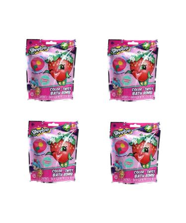4 Pack Color-Twist Bath Bomb Hidden Color Inside Strawberry Scented for Shopkins