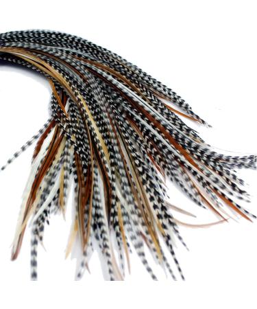 25 Real Feather Hair Extensions | Short Skinny 7-9 inch | Mixed Naturals with Rings/Loop - One Fine Day Feathers - Buy Online on GoSupps.com