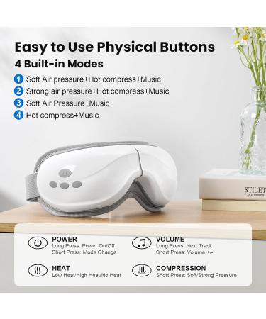 TOLOCO Eye Massager with Heat & Bluetooth Music - Relief for Migraines Eye Strain & Better Sleep | Perfect Relaxation Gift for Women & Men - Buy Online on GoSupps.com
