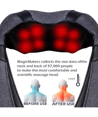 Shiatsu Electric Back and Neck Massager with Heat - Muscle Pain Relief Pillow for Shoulders - Christmas Gifts Gray - Buy Online on GoSupps.com