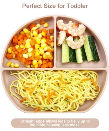 PandaEar Divided Silicone Suction Plate for Toddlers | Non Slip | Dishwasher & Microwave Safe (Pink) - Buy Online on GoSupps.com