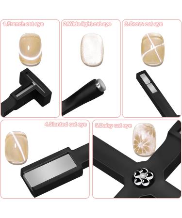 Cat Eye Magnet for Nails Nail Magnet Cat Eye Gel Nail Polish Magnet Wand 5 In 1 Magnetic Nails Multi-Function Nail Art Magnet Strong Suction Cat Eye Magnet Tool for Cat Eye Gel Nail Polish (Black) - Buy Online on GoSupps.com