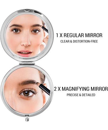 LRUIOMVE Friendship Gift Compact Pocket Cosmetic Mirror - Silver Engraved Travel Makeup Mirror for Sister, Women, Friends - Birthday, Christmas, Graduation - Buy Online on GoSupps.com